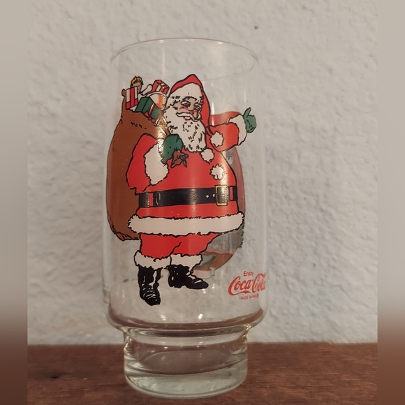 Vintage 1984 Santa Claus Glass Tumbler McCory Stores Coca Cola Christmas